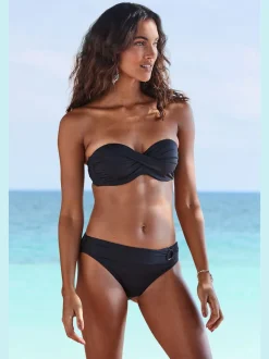 Bas de maillot de bain avec ceinture à revers et anneau imitation corne