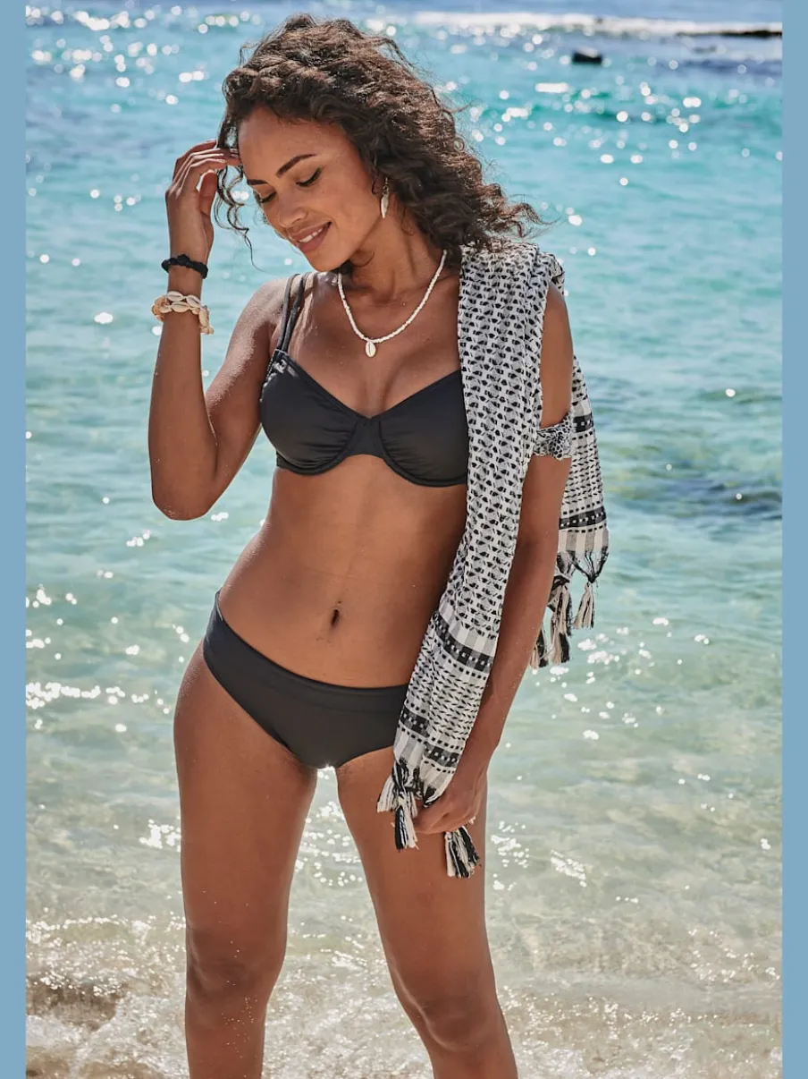 Bas de maillot de bain avec ceinture à revers et microfibre douce
