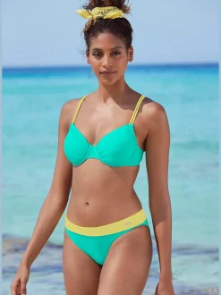Bas de maillot de bain avec ceinture contrastée en microfibre douce