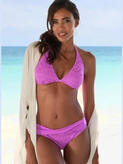 Bas de maillot de bain avec ceinture croisée et matière structurée