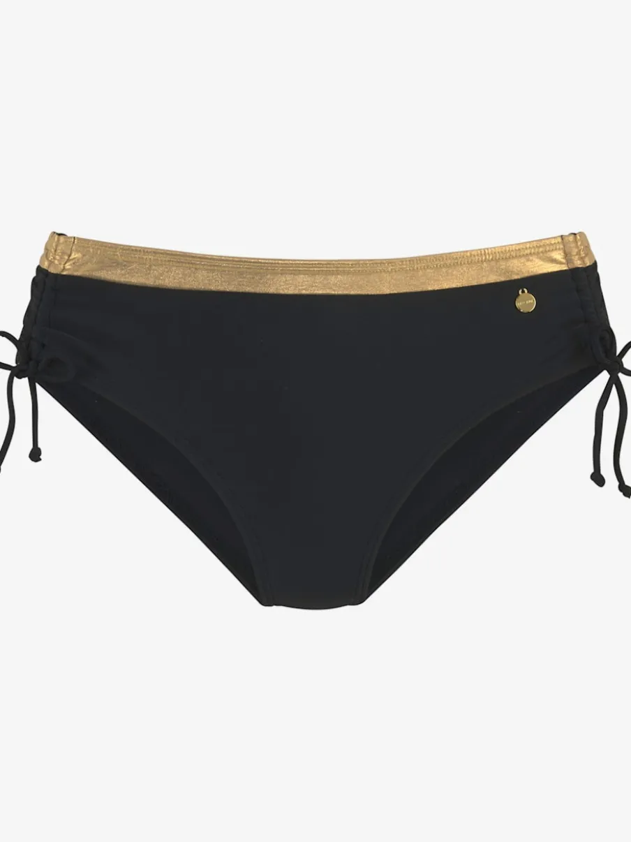 Bas de maillot de bain avec empiècement doré et rayure brillante