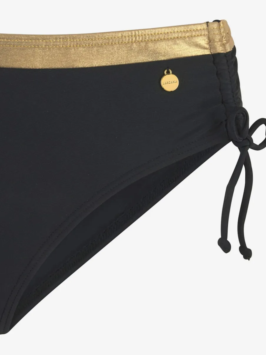 Bas de maillot de bain avec empiècement doré et rayure brillante