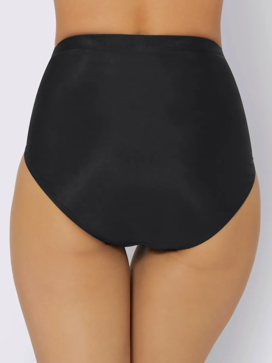 Bas de maillot de bain avec empiècements froncés et maille affinante