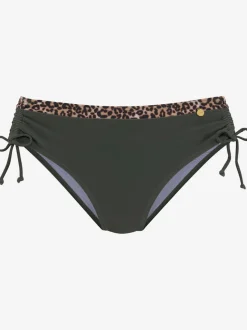 Bas de maillot de bain avec empiècements léopard et ceinture réglable