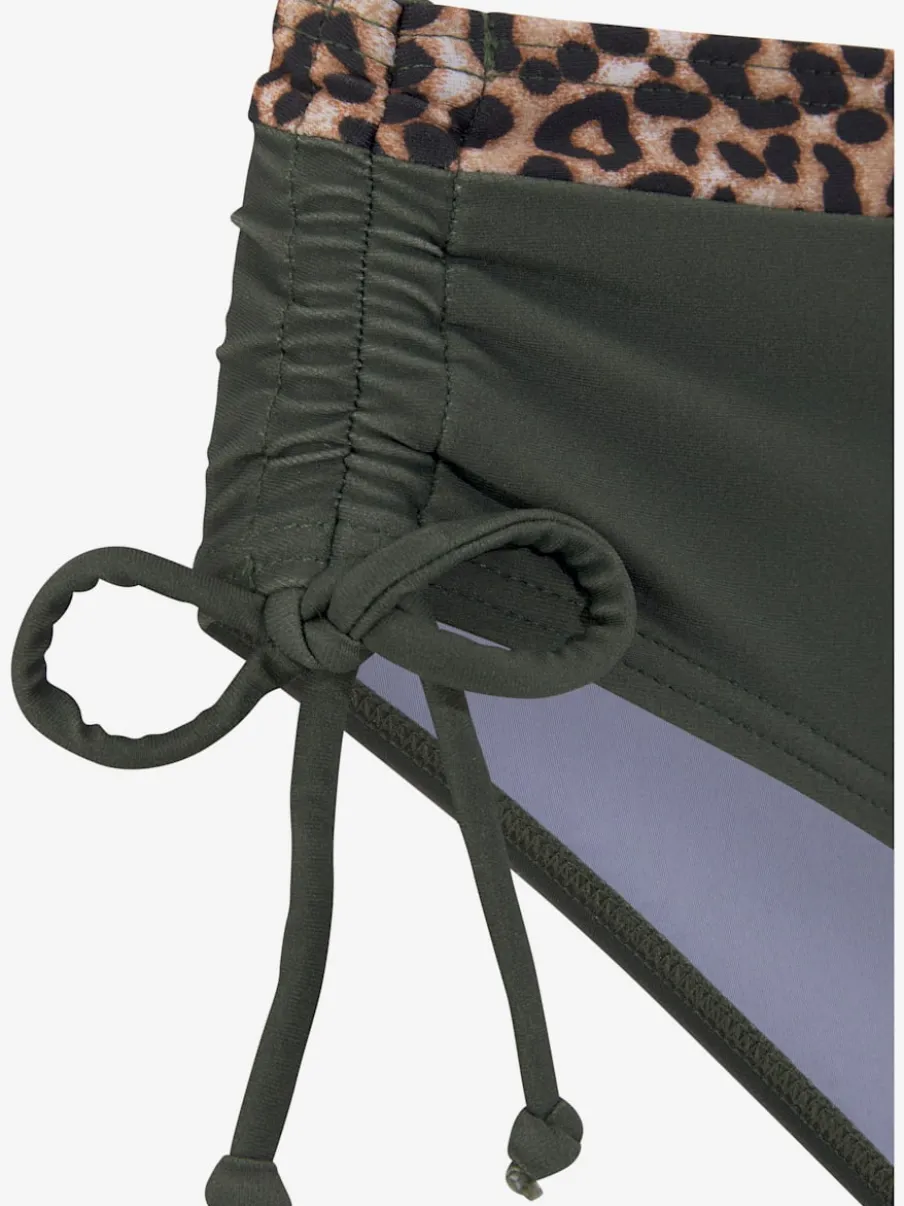 Bas de maillot de bain avec empiècements léopard et ceinture réglable