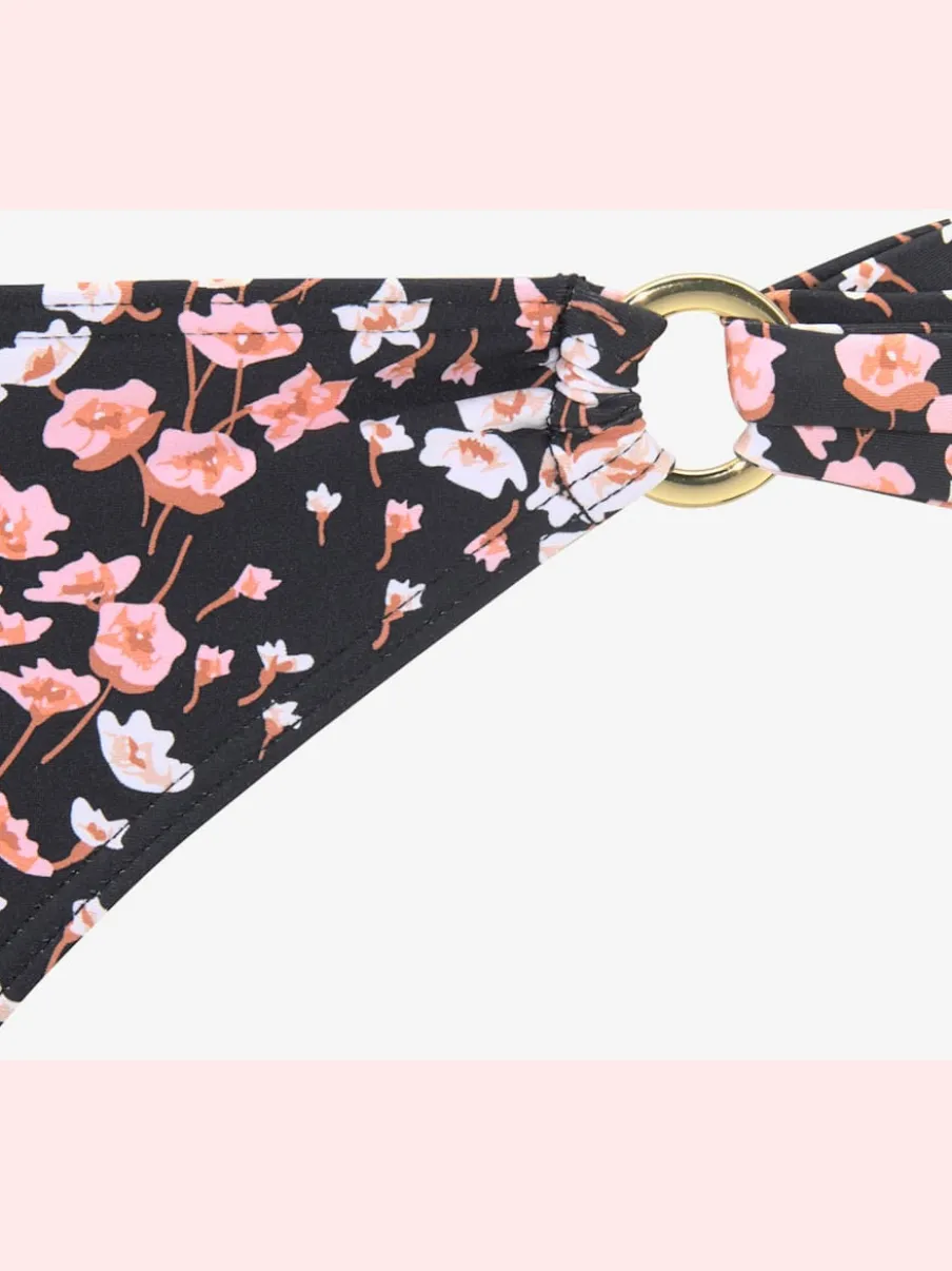 Bas de maillot de bain avec imprimé floral et fines barrettes latérales