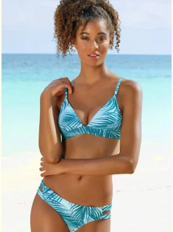 Bas de maillot de bain avec imprimé palmiers et découpe latérale