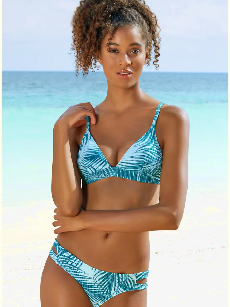 Bas de maillot de bain avec imprimé palmiers et découpe latérale