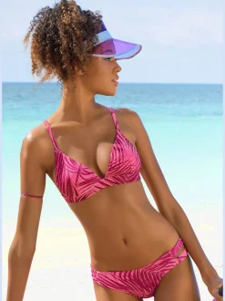 Bas de maillot de bain avec imprimé palmiers et découpe latérale