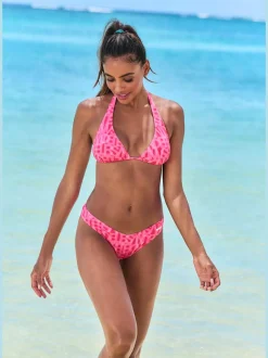 Bas de maillot de bain avec imprimé échancré et ceinture en V