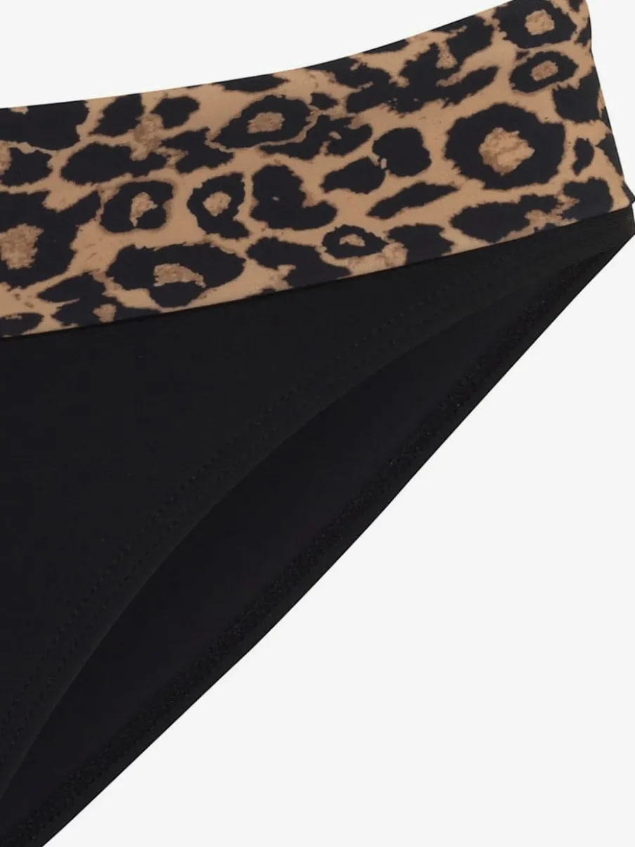 Bas de maillot de bain avec imprimé léopard et ceinture à revers