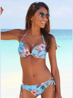 Bas de maillot de bain avec imprimé floral et liens à nouer