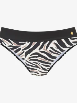 Bas de maillot de bain avec imprimé animal et ceinture à revers