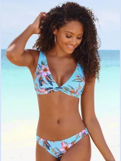 Bas de maillot de bain brésilien à imprimé floral et couture fine