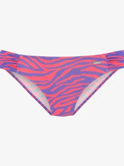 Bas de maillot de bain échancré avec motif animal et fronces
