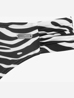 Bas de maillot de bain échancré avec motif animal et fronces