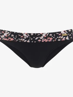 Bas de maillot de bain échancré avec imprimé floral et ceinture contrastée