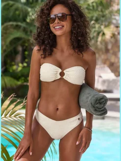 Bas de maillot de bain à coupe en V et tissu structuré