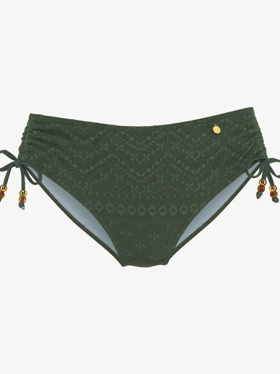 Bas de maillot de bain à coupe haute avec matière structurée
