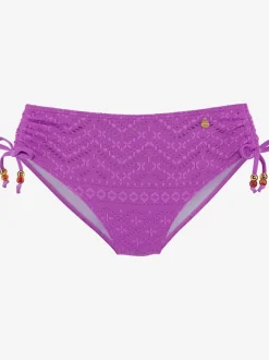Bas de maillot de bain à coupe haute avec matière structurée