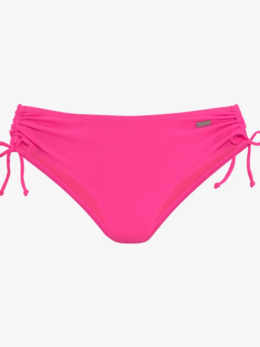 Bas de maillot de bain coupe haute en polyamide recyclé avec lien ajustable