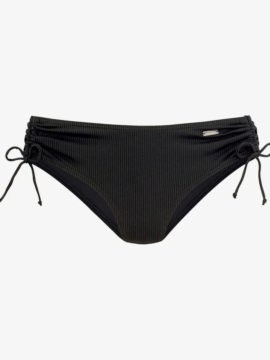 Bas de maillot de bain coupe haute en polyamide recyclé avec lien ajustable