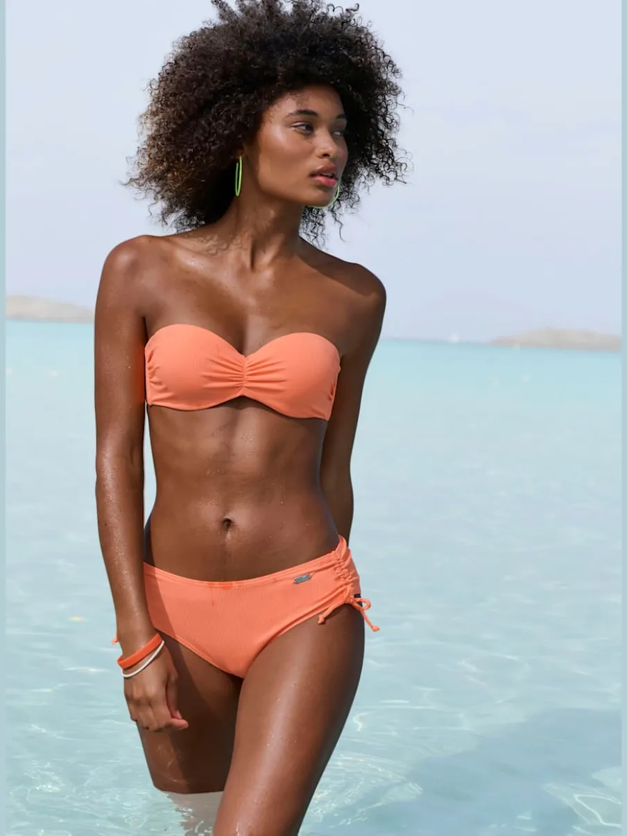 Bas de maillot de bain coupe haute en polyamide recyclé avec lien ajustable