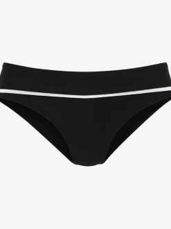 Bas de maillot de bain coupe haute avec passepoil contrasté et ceinture à revers