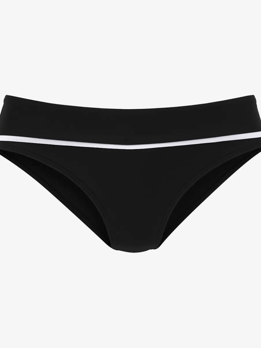 Bas de maillot de bain coupe haute avec passepoil contrasté et ceinture à revers