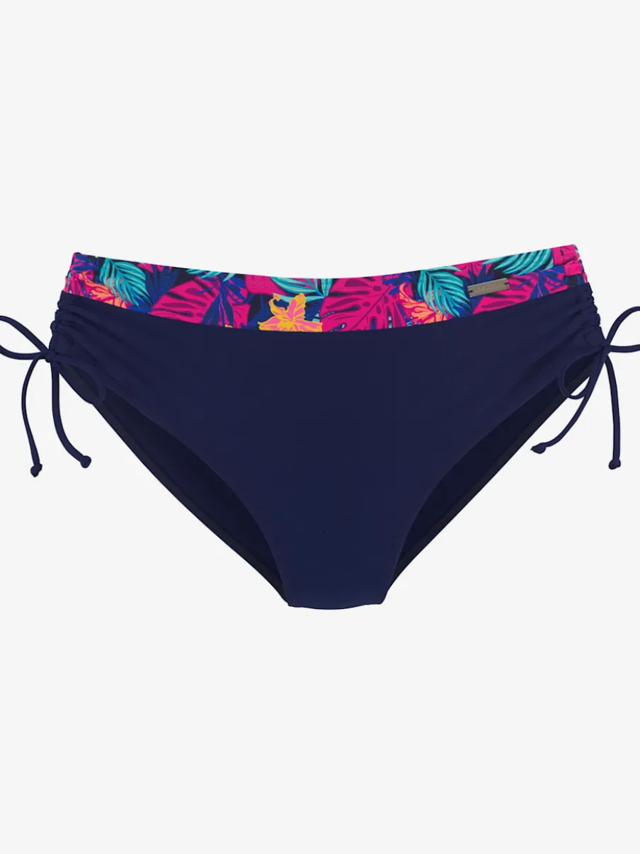 Bas de maillot de bain à empiècements imprimés et taille haute