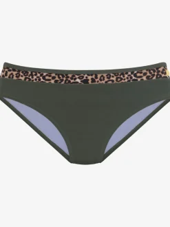 Bas de maillot de bain à empiècements léopard et coupe haute
