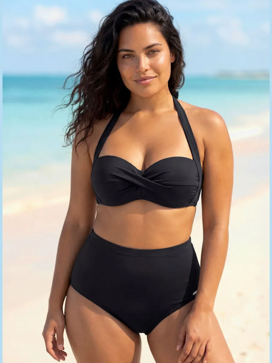 Bas de maillot de bain extra haut avec gaine ventre plat