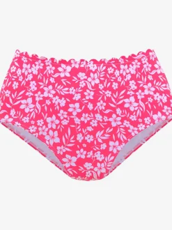 Bas de maillot de bain à fleurs avec coupe haute en microfibre douce