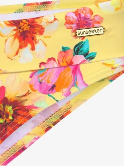 Bas de maillot de bain floral avec ceinture à revers en microfibre douce