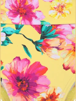 Bas de maillot de bain floral avec ceinture à revers en microfibre douce