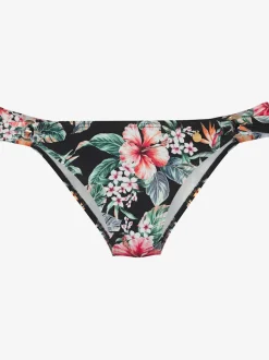 Bas de maillot de bain floral à anneaux brillants et en polyamide recyclé
