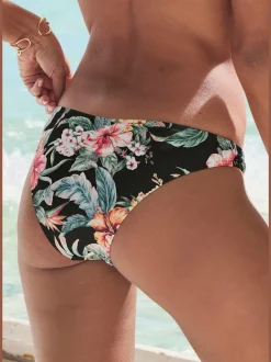Bas de maillot de bain floral à coupe brésilienne avec polyamide recyclé