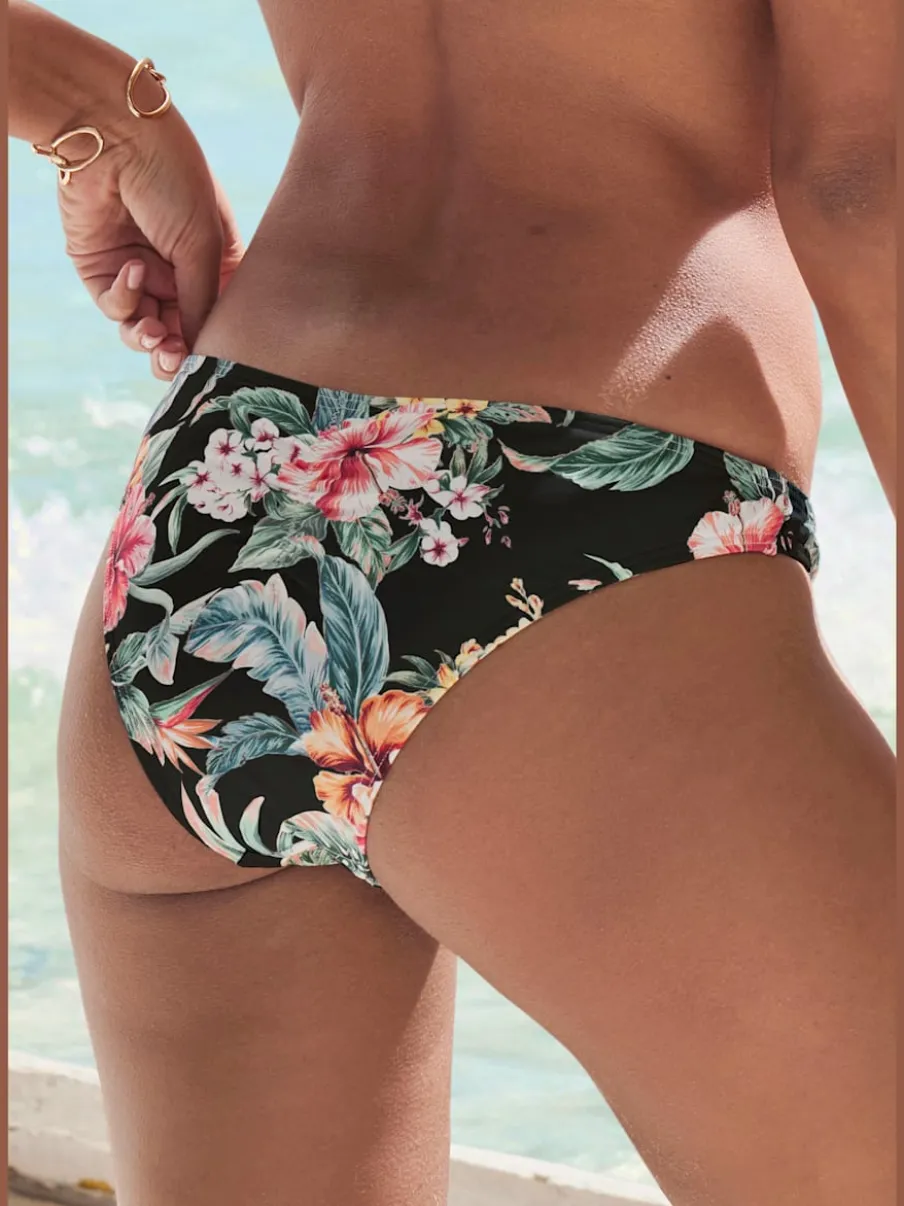 Bas de maillot de bain floral à coupe brésilienne avec polyamide recyclé