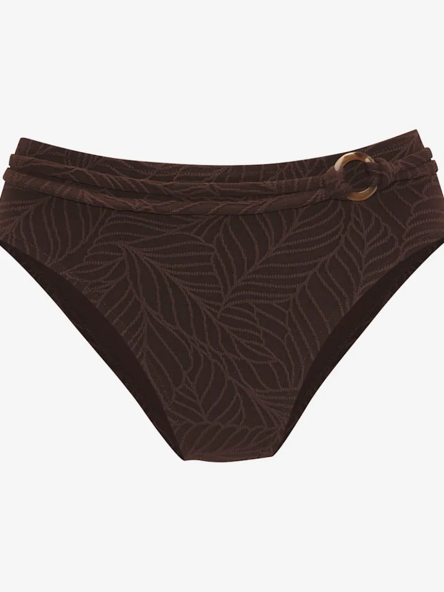 Bas de maillot de bain haute avec ceinture et anneau décoratif