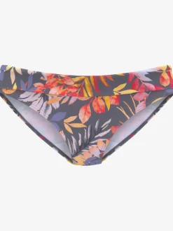 Bas de maillot de bain imprimé avec ceinture à revers en polyamide recyclé