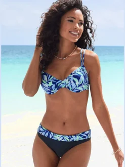 Bas de maillot de bain à imprimé floral et ceinture à revers