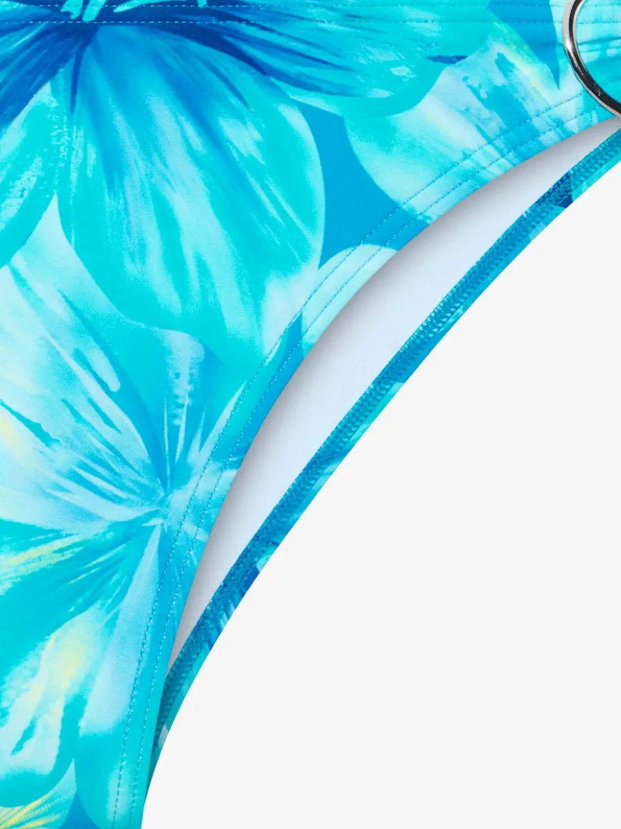 Bas de maillot de bain à imprimé floral avec anneaux décoratifs