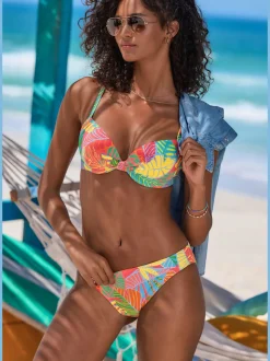 Bas de maillot de bain imprimé feuilles avec coupe classique et détails en polyamide recyclé