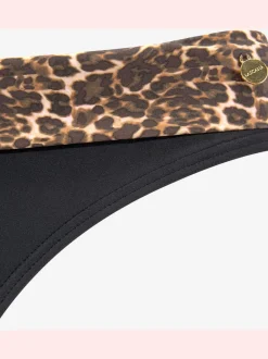 Bas de maillot de bain à imprimé léopard et ceinture à revers