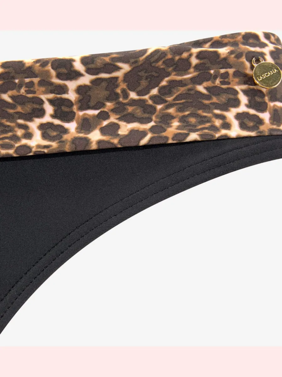 Bas de maillot de bain à imprimé léopard et ceinture à revers