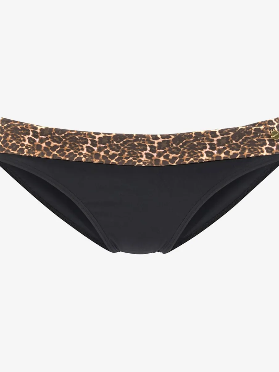 Bas de maillot de bain à imprimé léopard et ceinture à revers