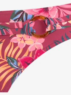Bas de maillot de bain à imprimé tropical et ceinture décorative