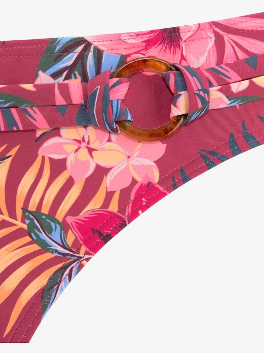 Bas de maillot de bain à imprimé tropical et ceinture décorative