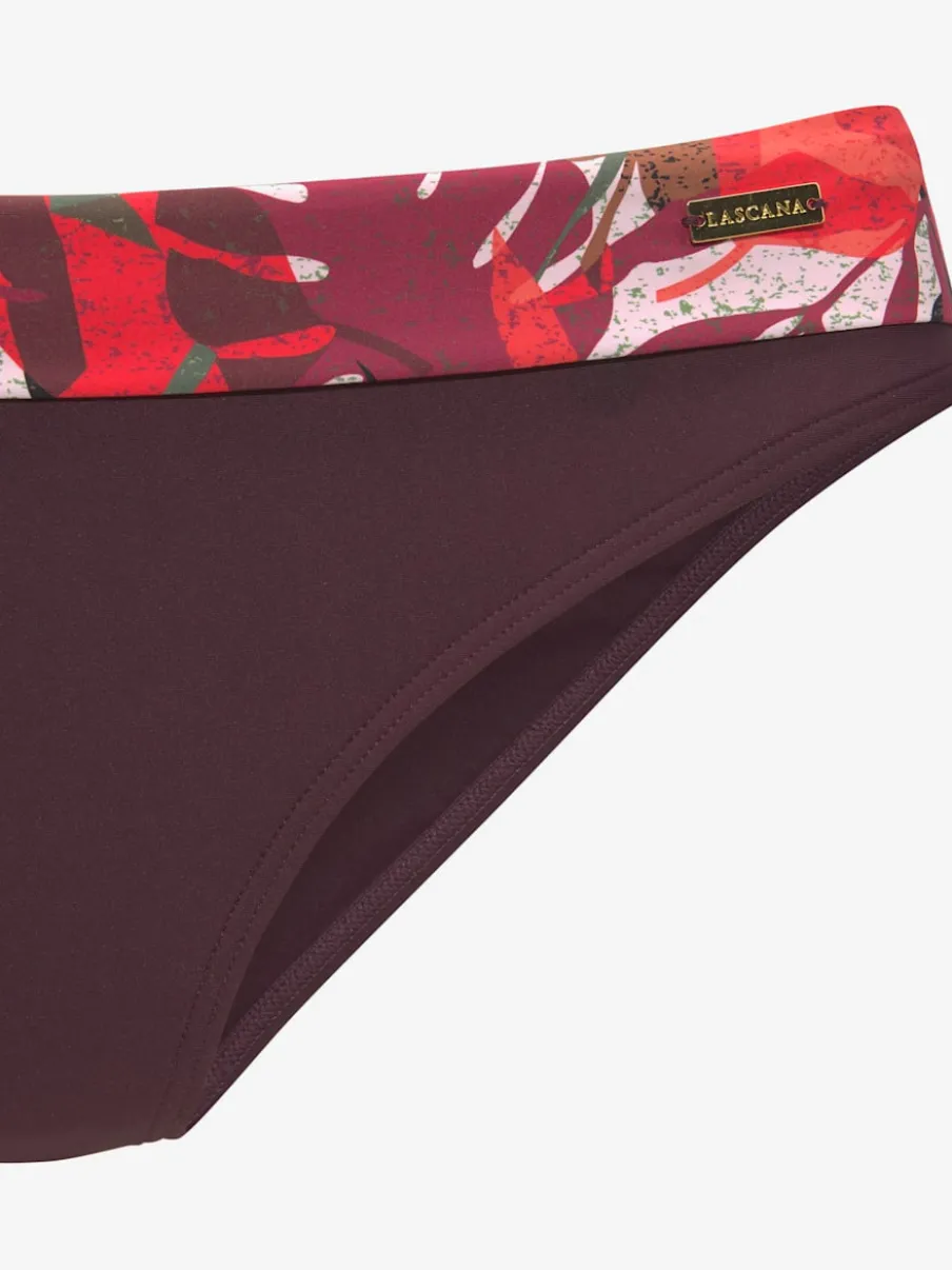 Bas de maillot de bain à imprimé tropical avec ceinture à revers en polyamide recyclé