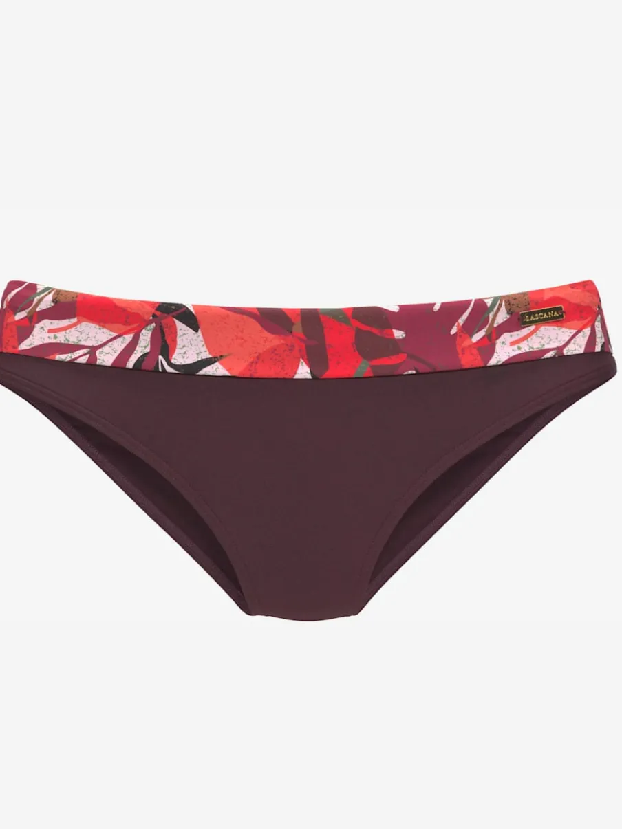 Bas de maillot de bain à imprimé tropical avec ceinture à revers en polyamide recyclé